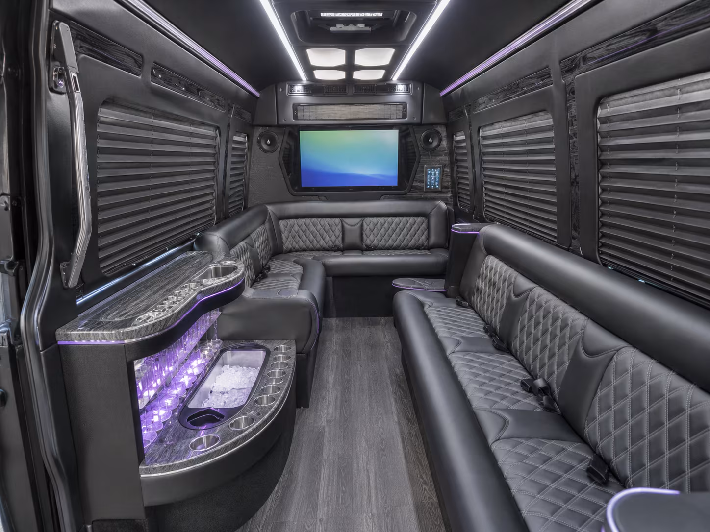 elyria 40 passenger party bus inside